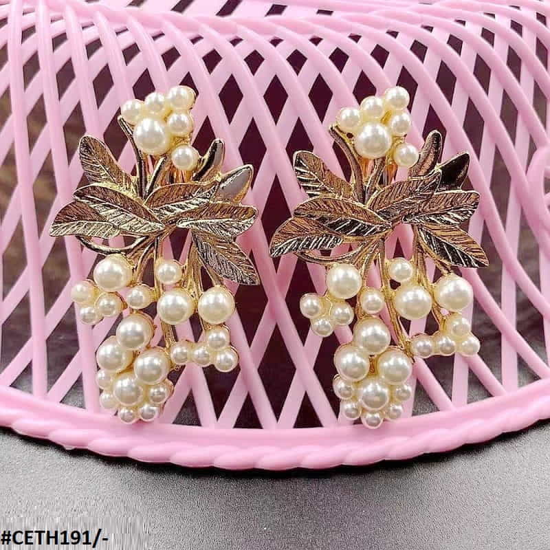 CETH191 SDQ Leaf n Pearl Studs