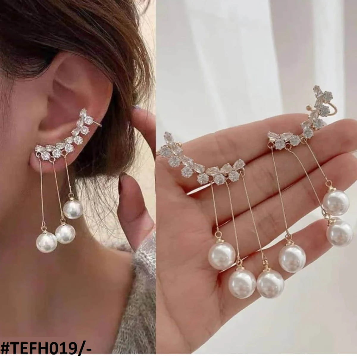 TEFH019 YQG Drop Pearl Ear Cuffs
